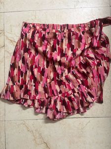 Abstract Print Ruffle Skirt