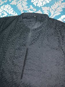 Elegant Black Embroidered Chikankari Kurta