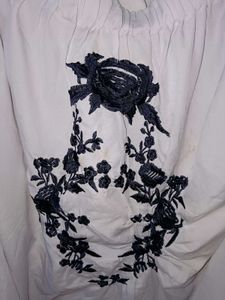 White Floral Embroidered Off-Shoulder Top