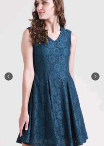 Elegant Navy Blue Lace Dress