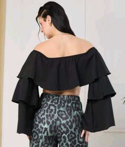 Chic Off-Shoulder Ruffle Crop Top