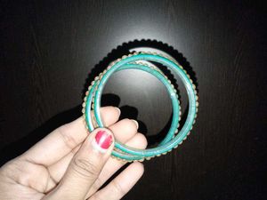 set of 2 Beautiful Red Bangles  and sky Bangle
