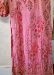 Pink Floral Embroidered Kurti
