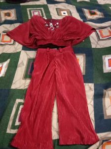 Red Pleated Co-ord Set