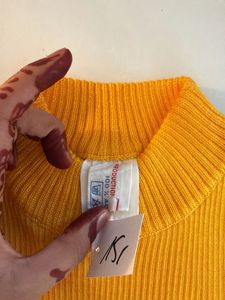 Mustard Ribbed Mock Neck Sweater