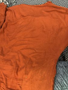 Rust Orange Embroidered Kurta with pant
