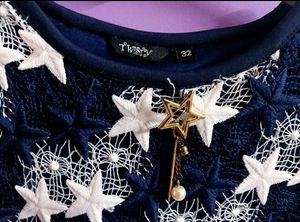 Navy Blue &amp; White Full Embroidery Poncho