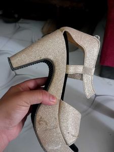 Sparkling Gold Heeled Sandals