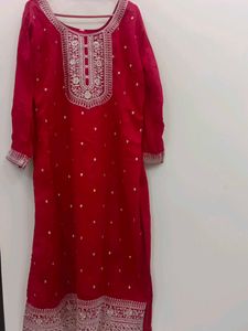 Beautiful Red Embroidered Kurta