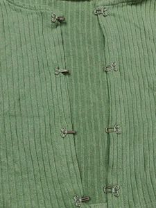 Green Ribbed Cropped Cardigan