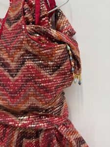 party wear, orange sequence, croptop Lehenga