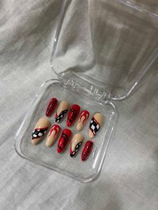 Racer Flame Press-On Nails 🔥🏁