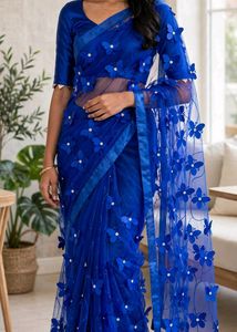 Stunning Royal Blue Butterfly Saree