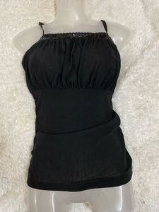 Black Sequin Trim Cami Top