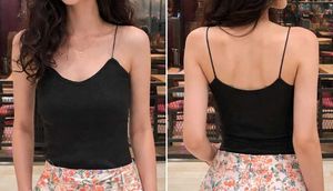 Black Ribbed Spaghetti Strap Tank Top