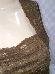 (300)Vintage Brown Lace Tank Top