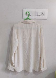 Cream Oversized Button-Up Shirt