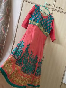 Designer Kurta with Teal and Gold Embellishments