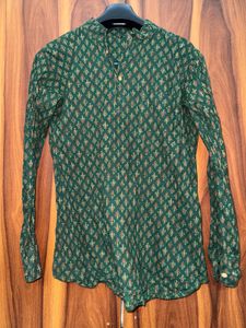 Green Printed Short Kurta | Size Medium