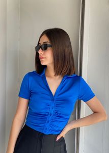 Primark Blue Ruched Front Top