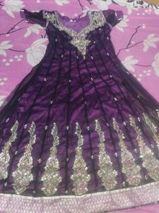 Purple Embellished Anarkali Dress