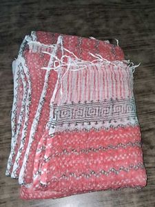 Red &amp; White Patterned Scarf
