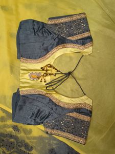 Yellow Grand Party Wear Worked Saree With Silver Work