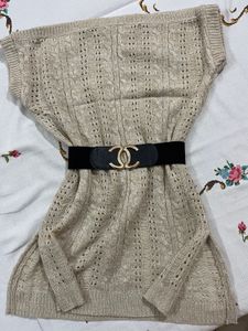 Cable Knit Woolen Sweater Dress / Long top