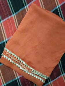 Orange Floral Print Kurta Set with Dupatta