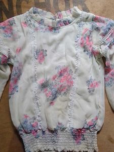 Floral Print Sheer Blouse/top