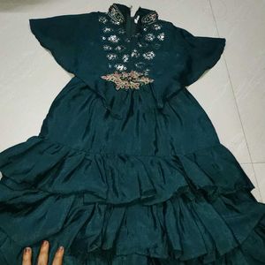 Emerald Green Ruffle Dress 2 To 4 Year Girl Cloth