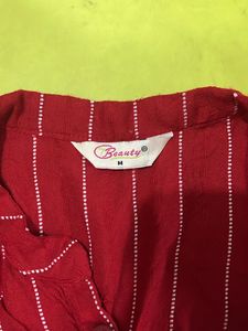 Women Red Stripped Kurti