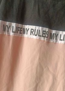 Colorblock T-Shirt Dress with Slogan