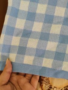 Blue &amp; White Checkered Crop Top