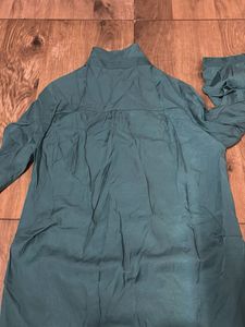 Teal no button Collared shirt