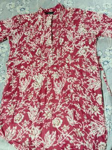 Beautiful Red Floral Printed short Kurti(unused