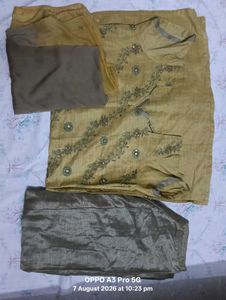 Embroidered V-Neck 3xl suit set