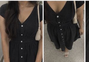Chic Black Button-Front Midi Dress