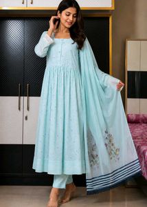Light Blue anarkali Set with Dupatta and pant