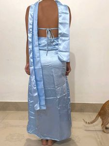 Satin Slip Maxi Dress with matching neck scarf