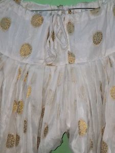 White Salwar Pants with Gold Printof 1