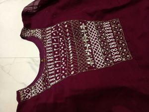 Elegant Maroon Embellished Ethnic Gown xl