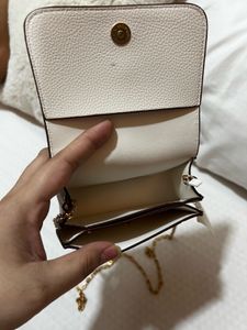 YSL White mini bag with Gold Chain