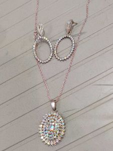 Sparkling Pendant Necklace and Earrings Set