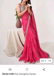 Elegant Pink Poly Georgette Saree