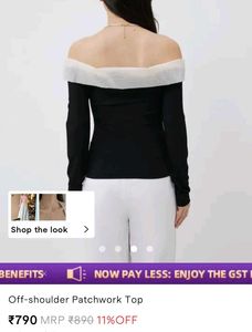 SAVANA Off-Shoulder patchwork Top