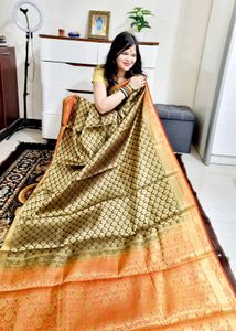 1day Offer Semi KANJEEVARAM BLACK Saree