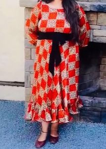 Boho Chic Red &amp; White Checkered Midi Dress