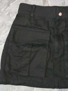 Black Cargo Mini Skirt