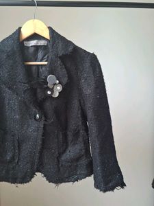 ZARA Chic Black Tweed Jacket